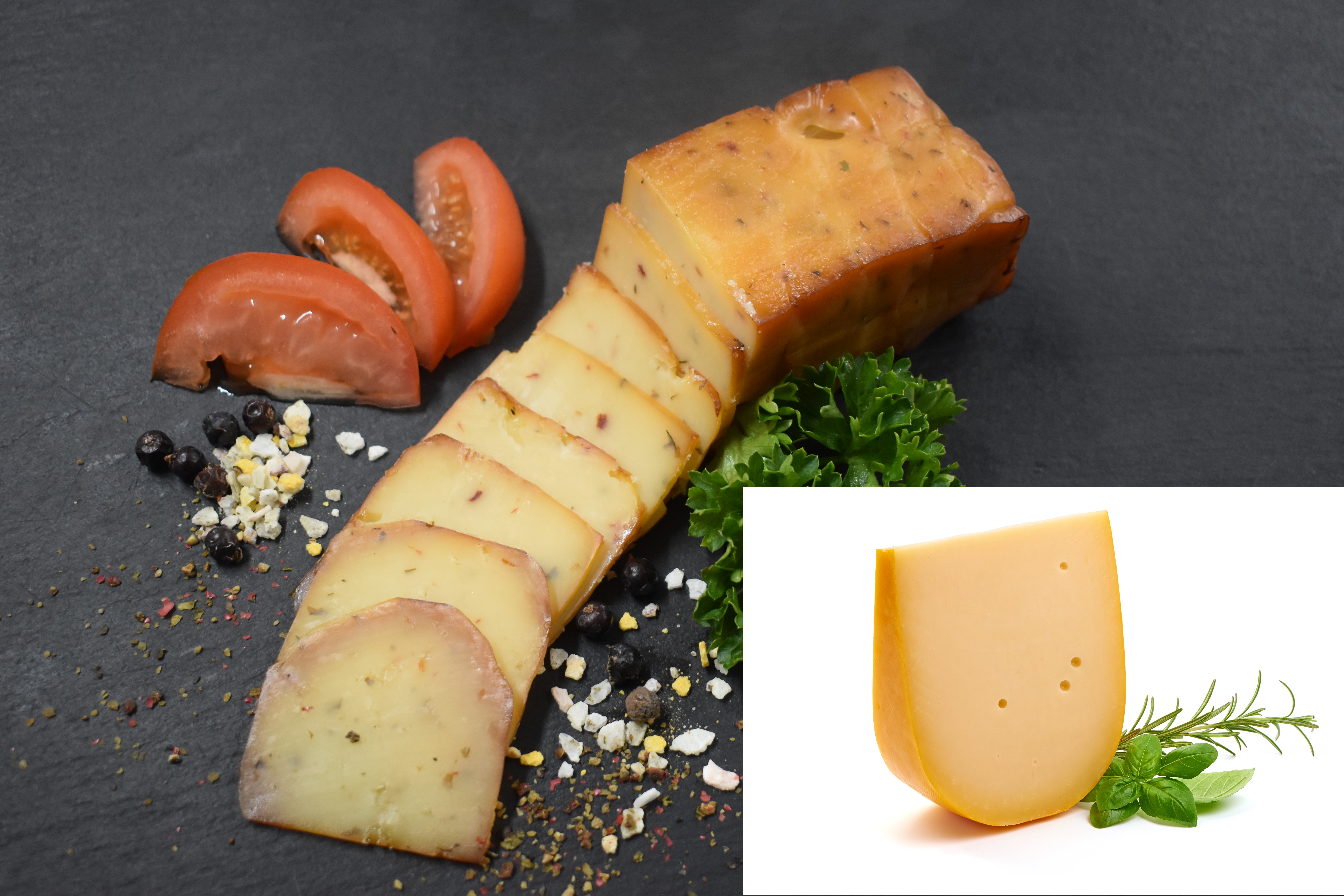 Käse geräuchert " klassischer Gouda " ca 220g Räucherkäse   